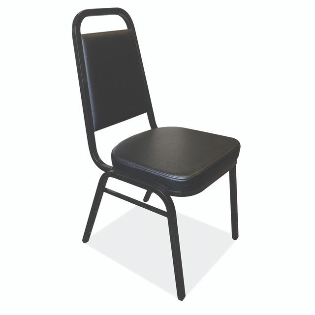 OfficeSource Reese Collection Square Back Stacker with Black Textured Steel Frame