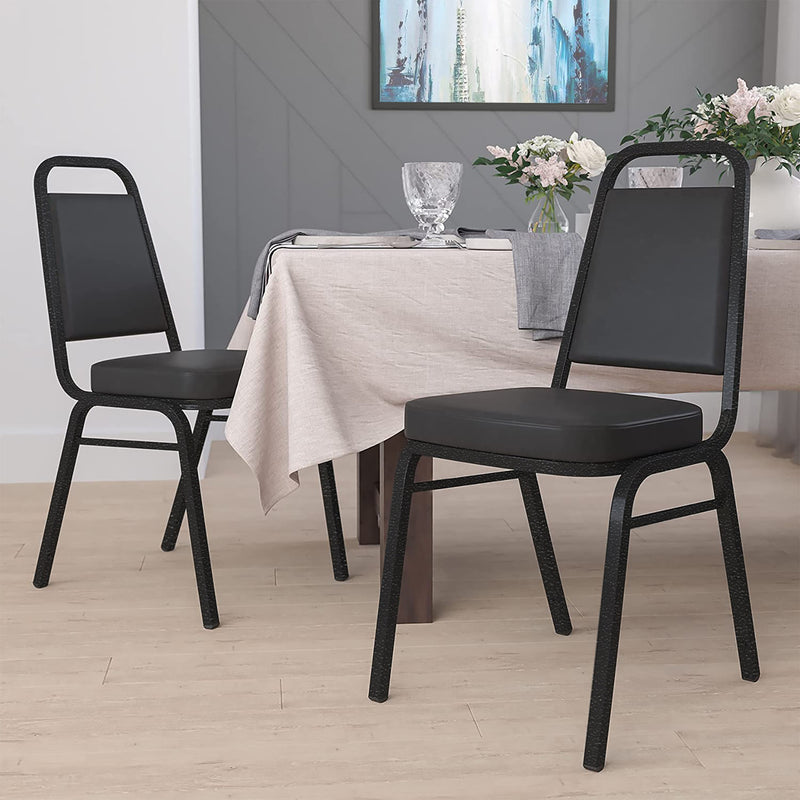 OfficeSource Reese Collection Square Back Stacker with Black Textured Steel Frame