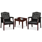 Office Source Guest Chair In Oxblood or Black Vinyl and Mahogany Frame