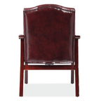 Office Source Guest Chair In Oxblood or Black Vinyl and Mahogany Frame