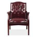 Office Source Guest Chair In Oxblood or Black Vinyl and Mahogany Frame