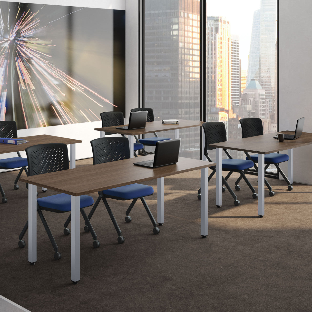 Offset Square Post Table Leg by Office Source