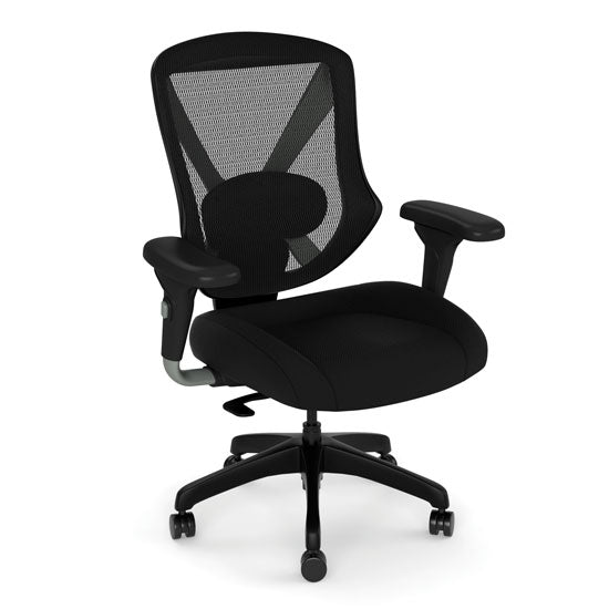 OfficeSource Viking Collection Mid Back Mesh Task Chair with Fabric Seat and Black Base