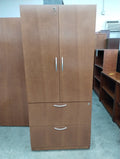 Pre-Owned Steelcase Cherry Veneer 2 Door, 2 Drawer Storage Cabinet