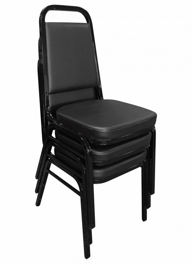 OfficeSource Reese Collection Square Back Stacker with Black Textured Steel Frame
